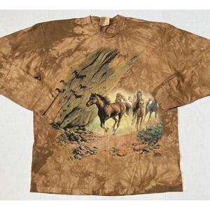 THE MOUNTAIN - Men's Vintage Wild Horses USA Long Sleeve T-Shirt - X-Large